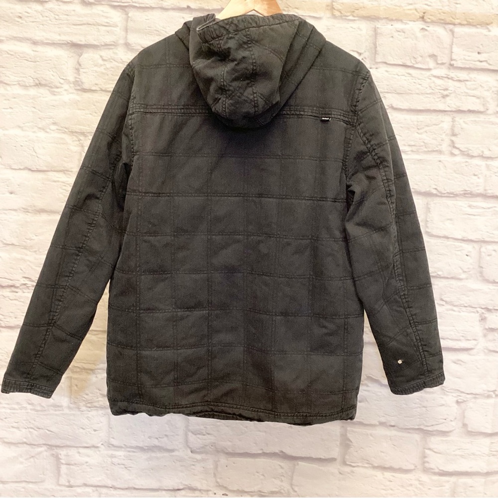 Hurley Lg Canvas Chore Barn Jacket Men’s Faded Black Pockets Hooded Small Flaw - Picture 5 of 12
